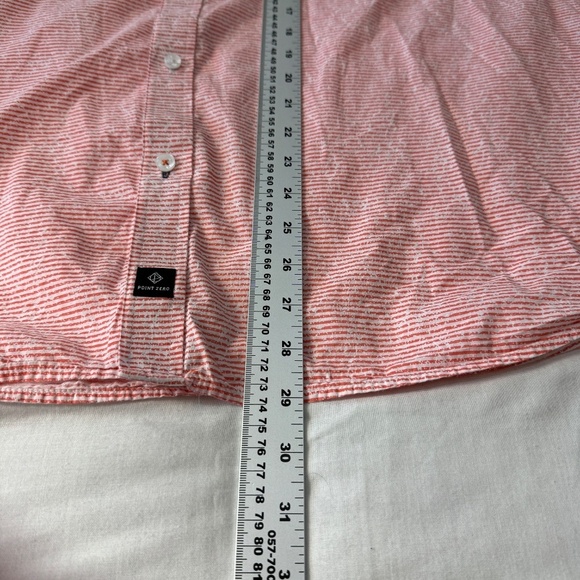 Point Zero Men's CLASSIC FIT GOLD Short Sleeve Button Up Shirt Peach/White 2X - Picture 12 of 14